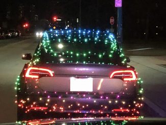 Christmas light Tesla Model 3