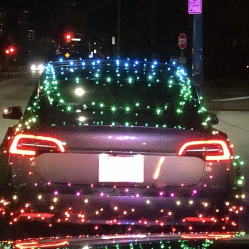 Christmas light Tesla Model 3