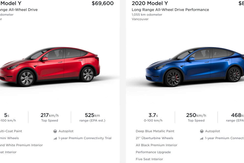 Existing Inventory Model Y canada