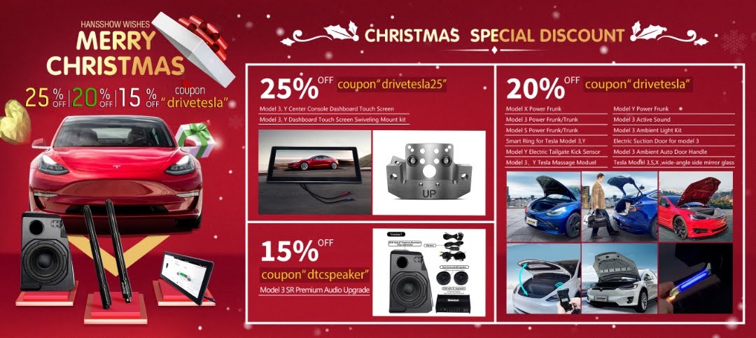 Hansshow Christmas sale: up to 25% off Tesla accessories - Drive Tesla