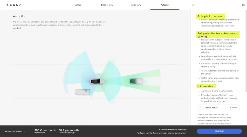 Tesla Germany Autopilot phrases