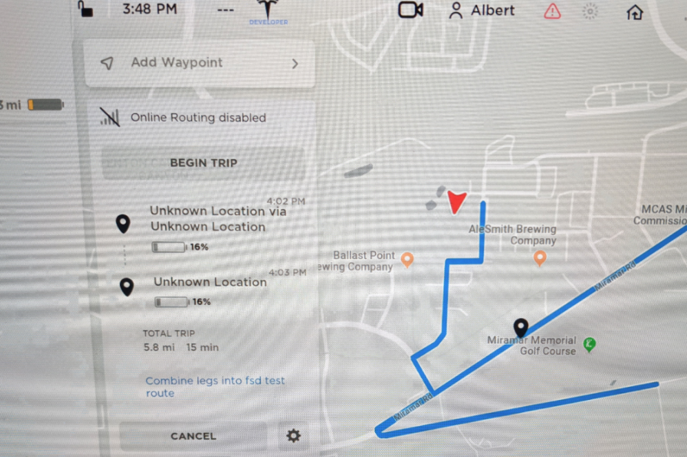 Tesla Navigation Waypoints