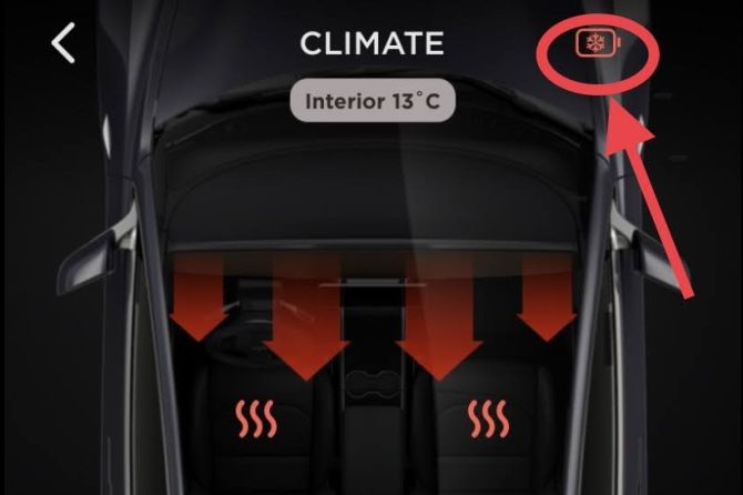 Tesla battery preconditioning icon