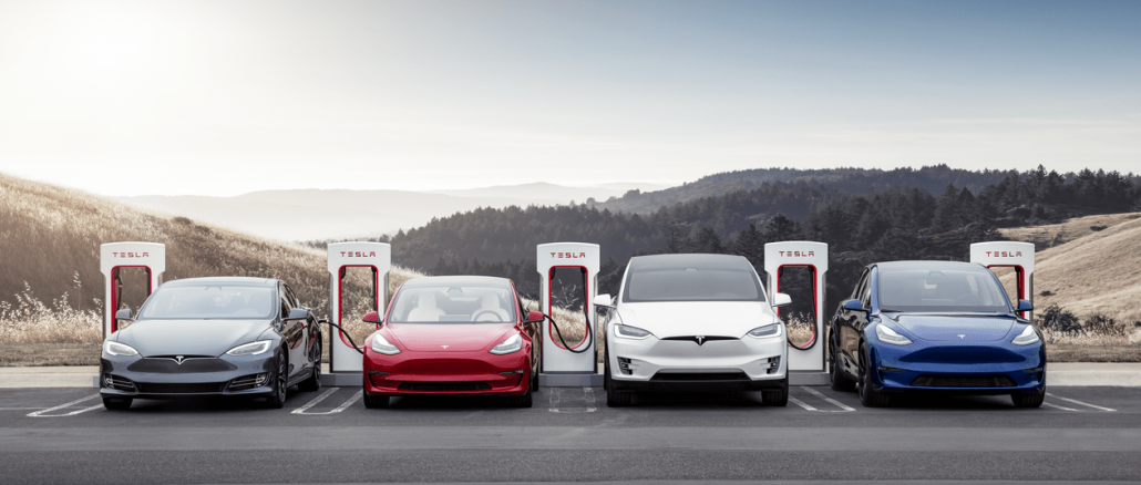 Tesla lineup Supercharging