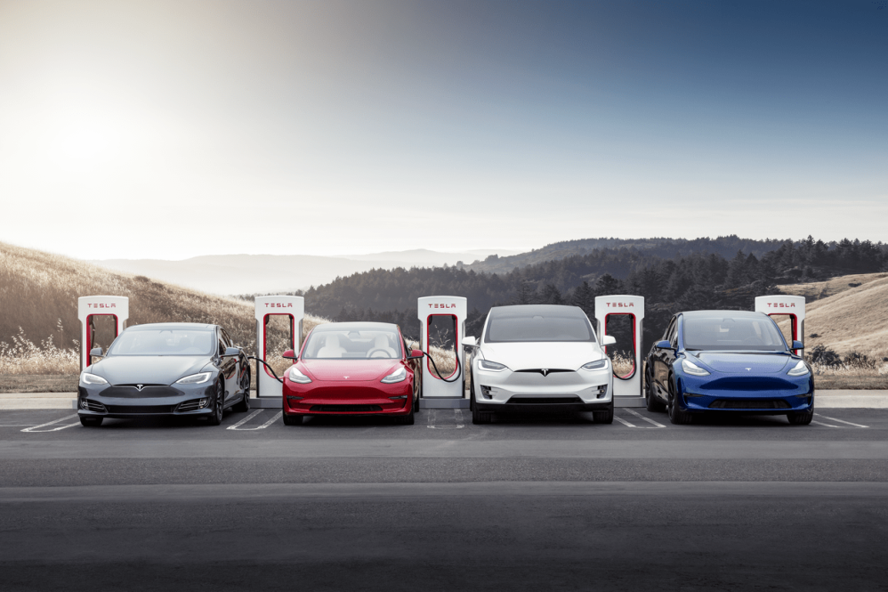 Tesla lineup Supercharging