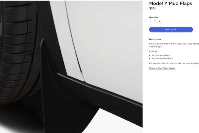 Model Y mud flaps Tesla Shop