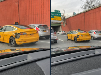 NYC Yellow Tesla taxi accident