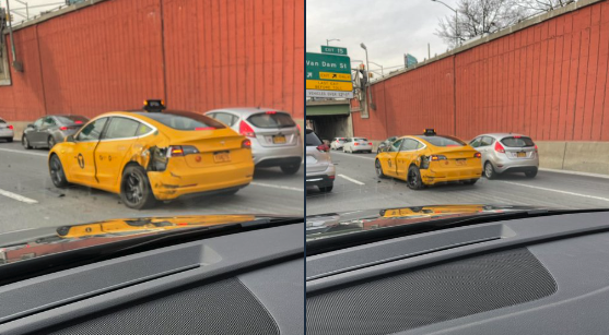 NYC Yellow Tesla taxi accident