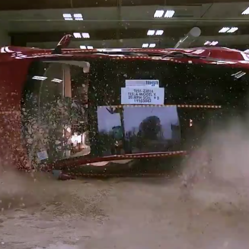 Tesla Model Y rollover side