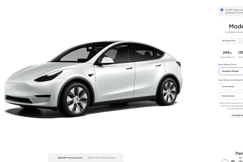 Model Y price changes