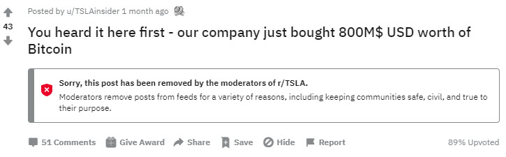 TSLA reddit post