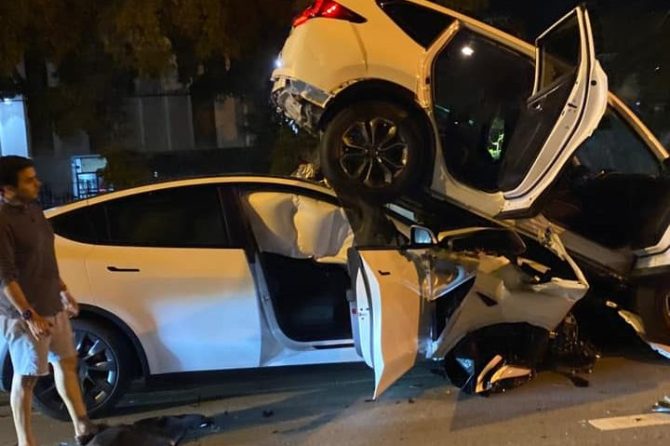 Tesla Model Y accident Miami