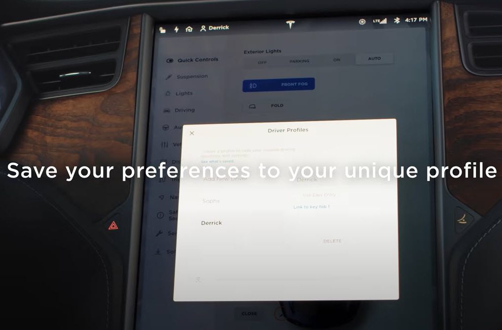 Tesla driver profiles