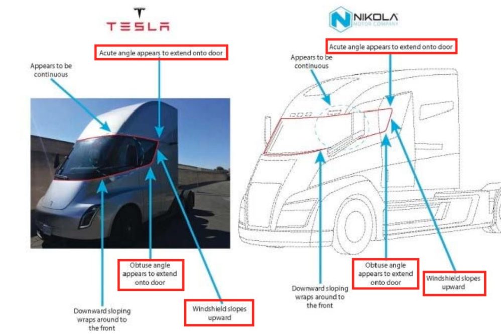 Tesla vs Nikola semi design