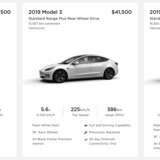 Used Model 3 list Vancouver
