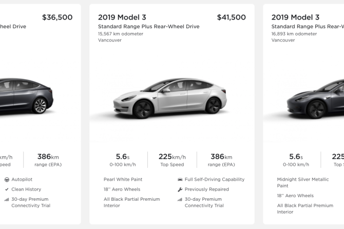 Used Model 3 list Vancouver