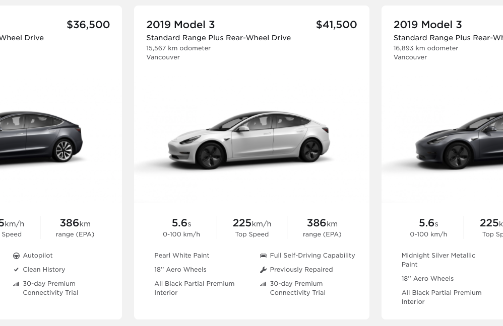 Used Model 3 list Vancouver