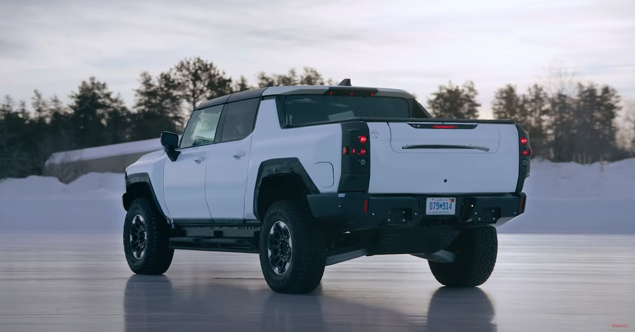 GMC Hummer EV winter rear