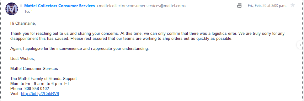 Mattel email