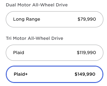 Model S prices USA