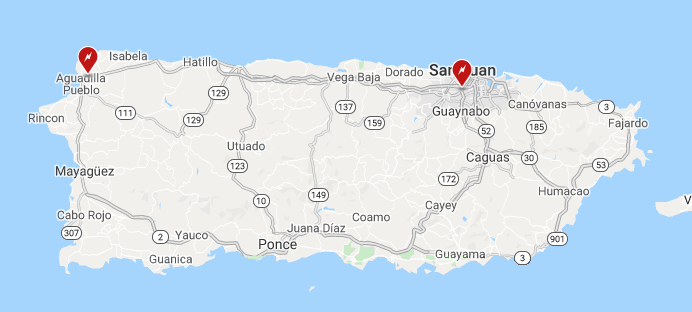Tesla Supercharger map Puerto Rico