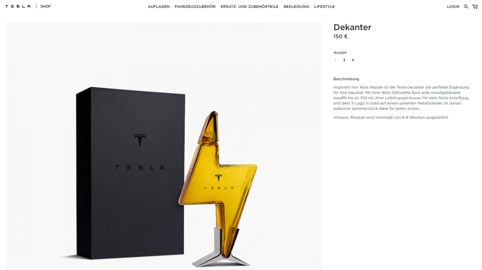 Tesla Tequila Decanter goes on sale in Europe Drive Tesla