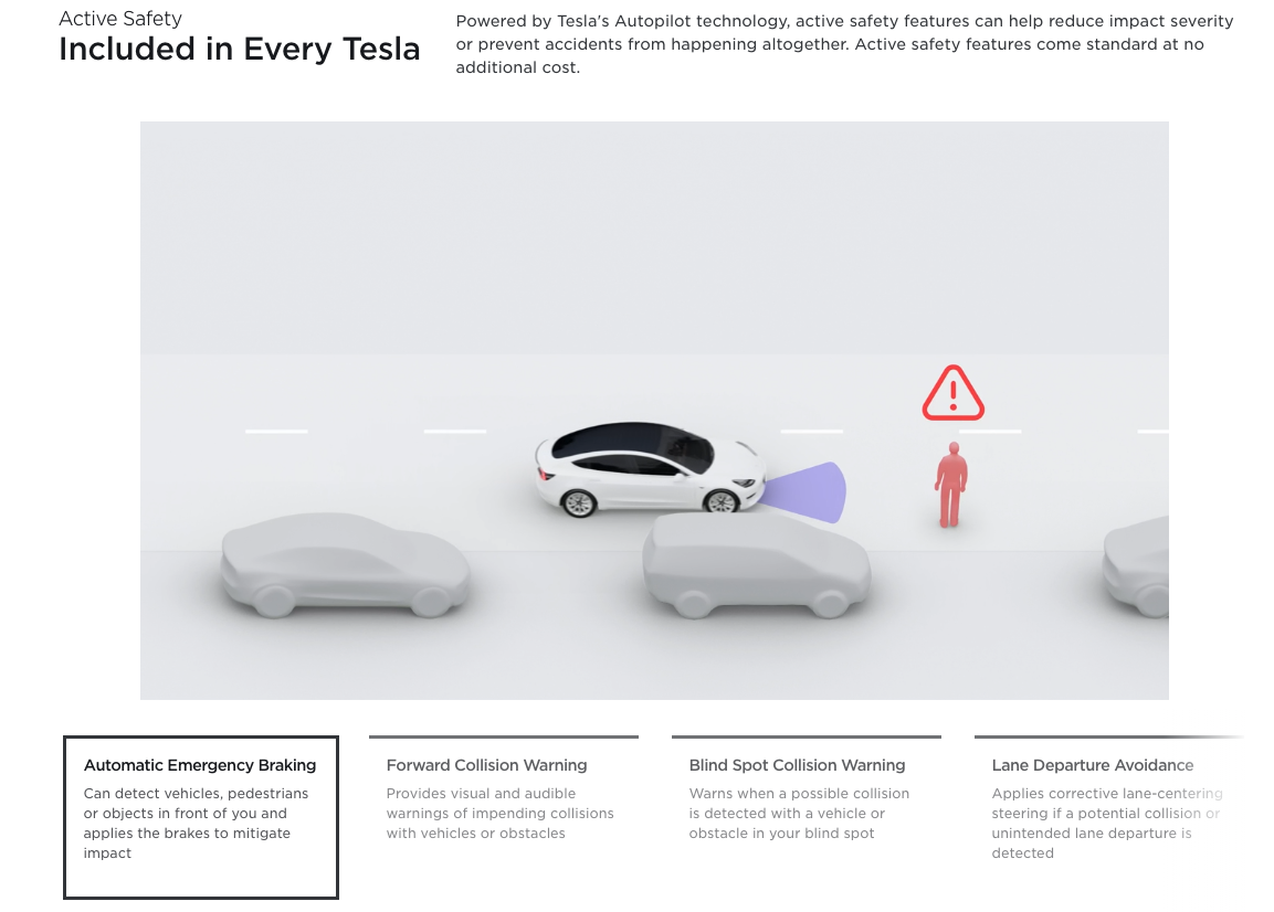Tesla active safety