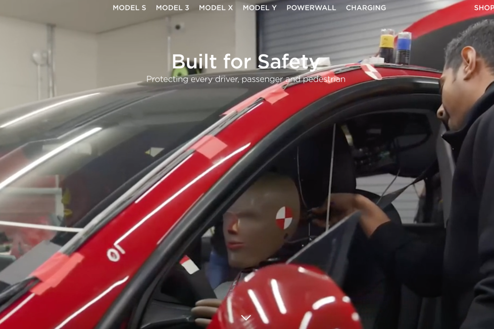 Tesla safety page