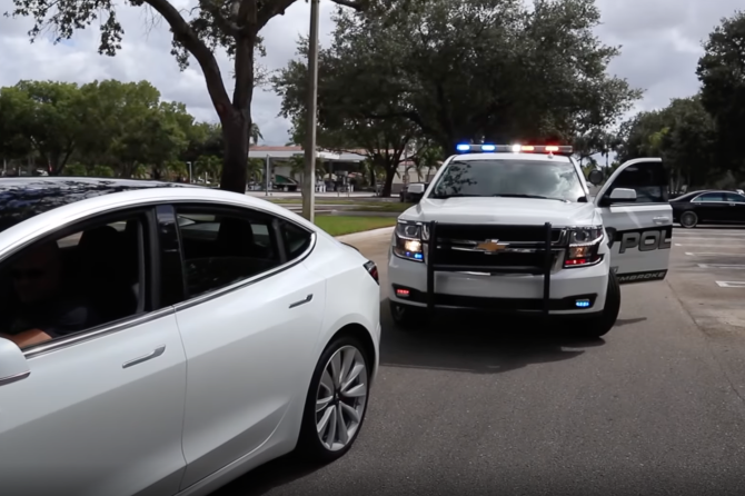 Tesla pulled over