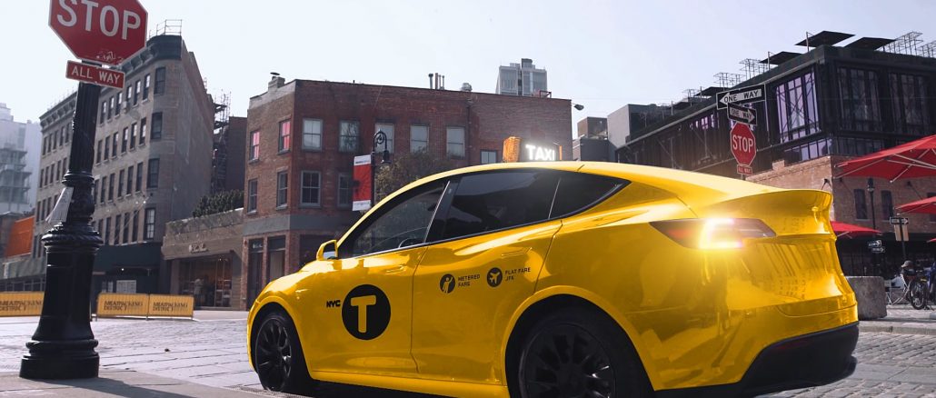 Gravity Tesla yellow taxi