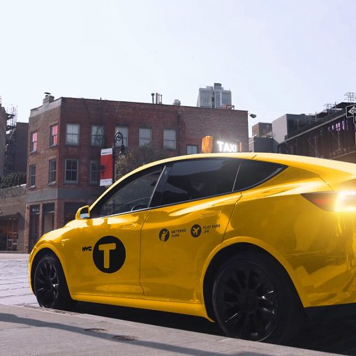 Gravity Tesla yellow taxi