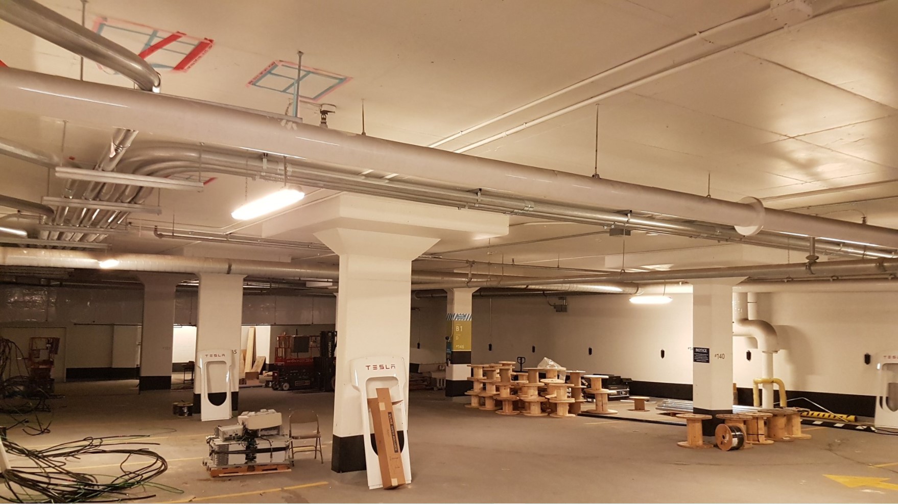 New Tesla Supercharger under construction at Toronto's Hotel X Drive