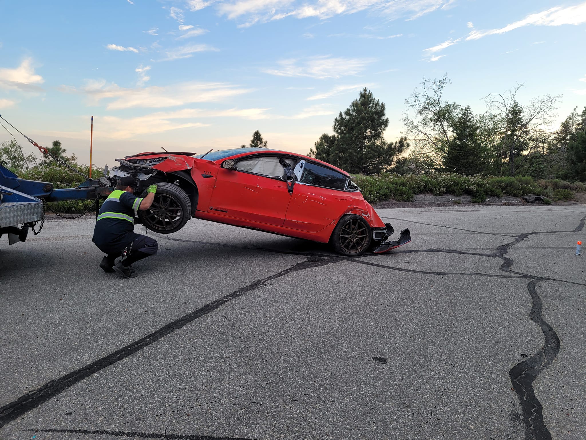 Tesla crash off mountain