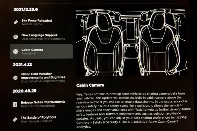 2021 12 25 6 Tesla Release Notes Cabin Camera