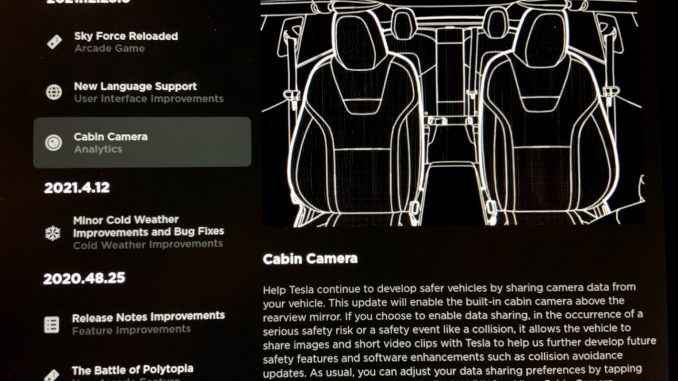 2021 12 25 6 Tesla Release Notes Cabin Camera