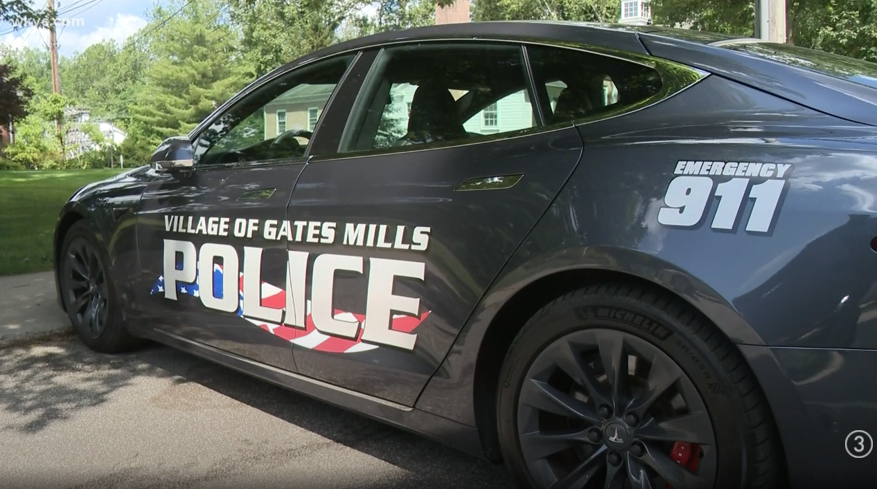 Gates Mills Police Department in Ohio shows off donated Tesla Model S