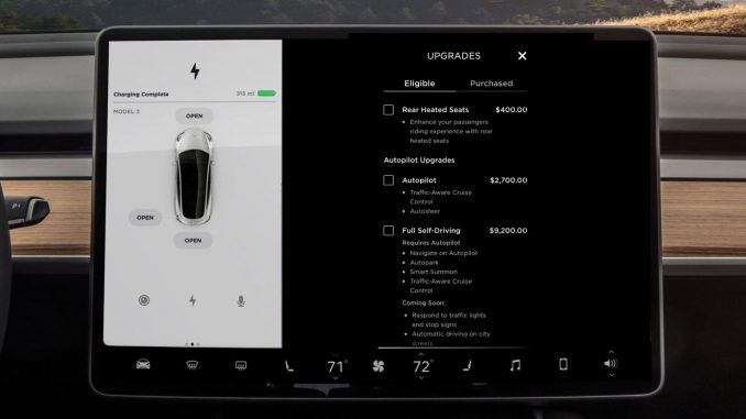 In car Tesla upgrades