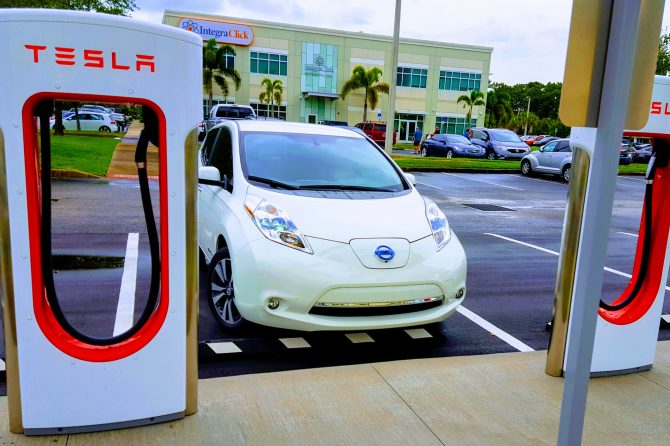 Nissan Leaf at Supercharger