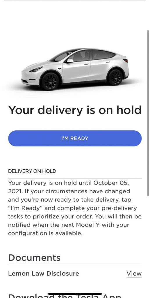 US Model Y on hold date