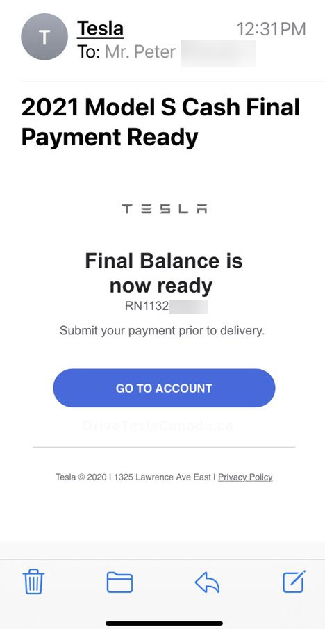 Model S final payment