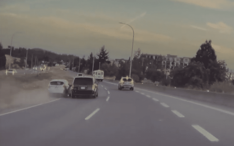 TeslaCam captures crazy road rage overtake attempt on highway shoulder ...
