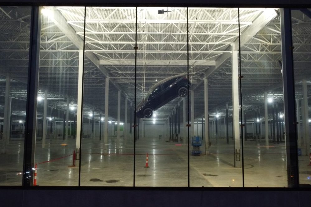 Tesla model Y hanging