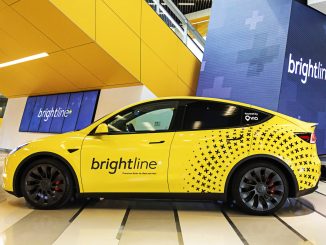 Brightline Tesla Model Y yellow