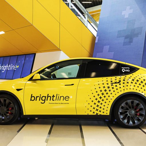 Brightline Tesla Model Y yellow