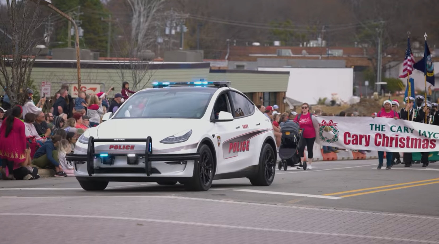 Two Tesla Model Y police cruisers unveiled in Town of Cary Christmas