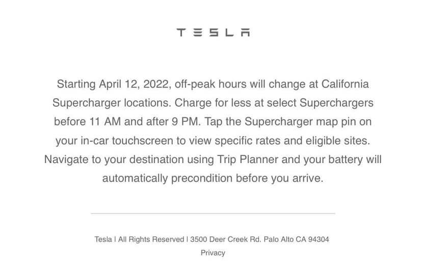 off peak supercharger hours california