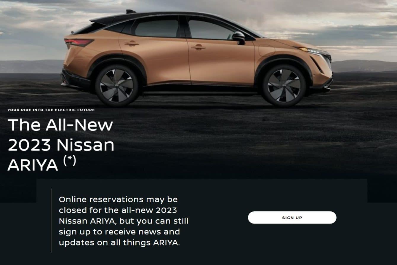 Nissan stops taking Ariya pre-orders in the United States and Canada ...