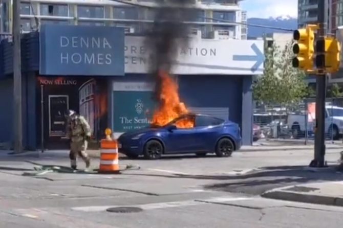 model y fire vancouver