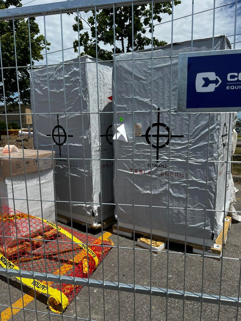 Tesla Supercharger under construction in Cobourg [Ontario] Drive Tesla