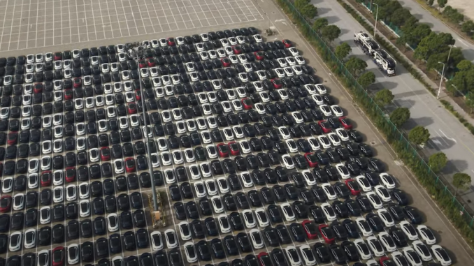 Tesla cars at Luchao Port